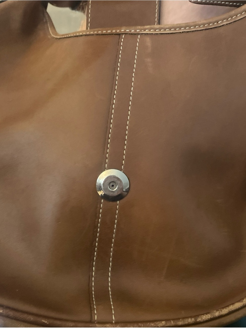 Coach Hamptons Leather Hobo Shoulder Bag Buckle Vintage Brown 7548 - Picture 7 of 12